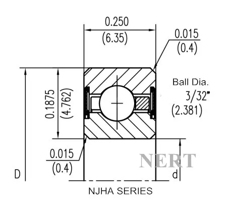 NJHA-C(Φ6.35mm)薄壁密封深溝球軸承剖面